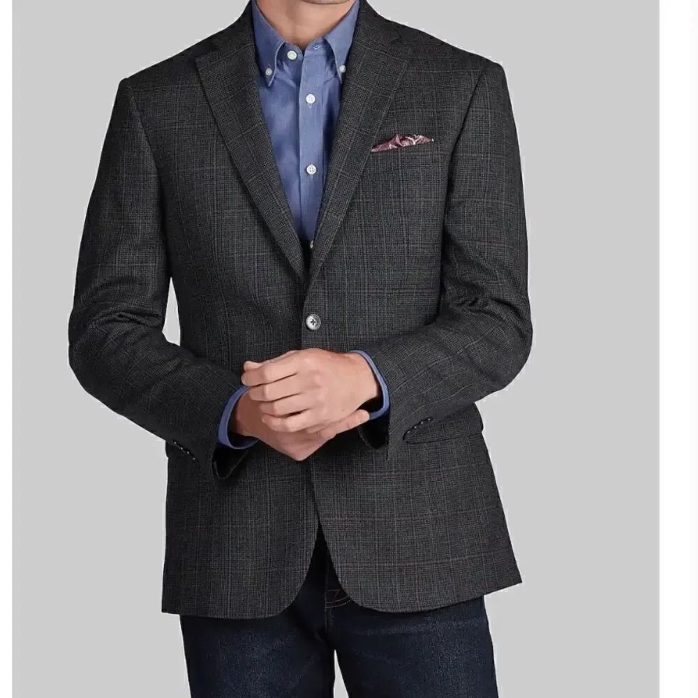 NWT Jos A Bank Silk Wool Plaid Sports Coat Blazer 40 Short